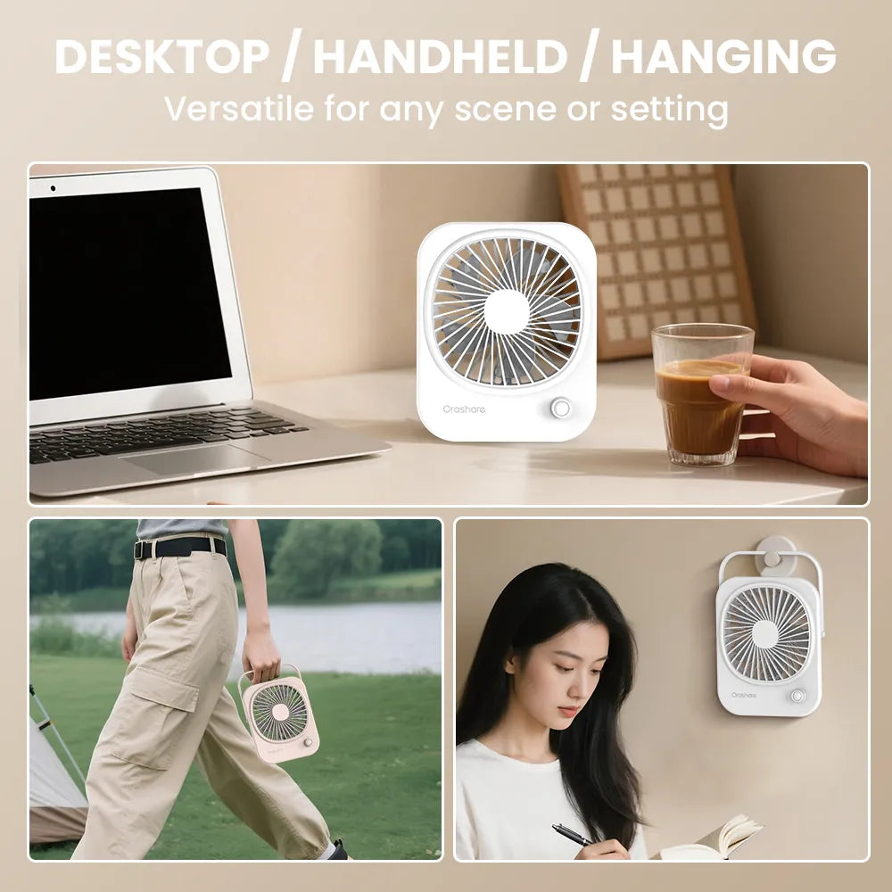 Orashare DF10 Portable Rechargeable Desk Fan with 2000mAh Battery