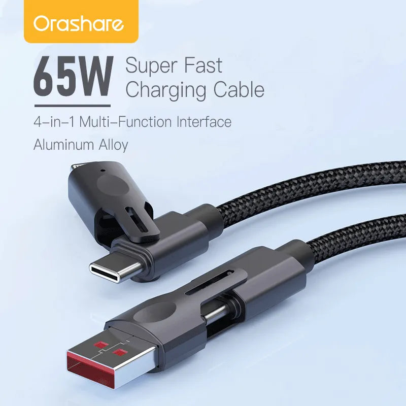 Orashare OC05 4-in-1 65W Fast Charging Data Cable